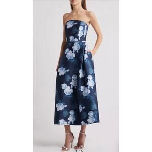 Sachin & Babi Shay Floral Strapless Midi Dress - Size 14